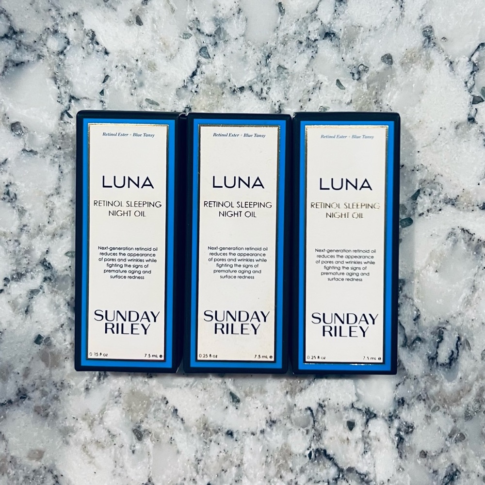 3x Sunday Riley Luna Retinol Sleeping Night Oil 0.25 oz each NIB
